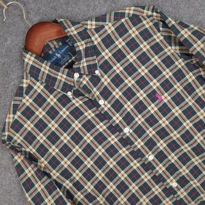Ralph Lauren Custom Fit Plaid Button Down Shirt Men‎ Size M 100 Percent Cotton